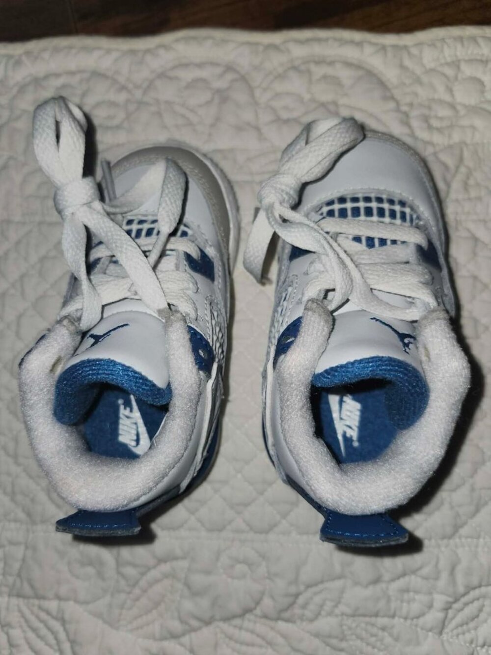 Baby Jordan 4 Retro Military Blue White Toddler Size 4C - Picture 8 of 8